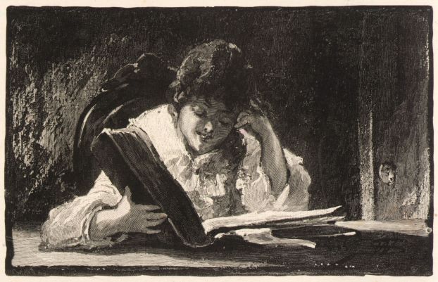 Girl happily reading