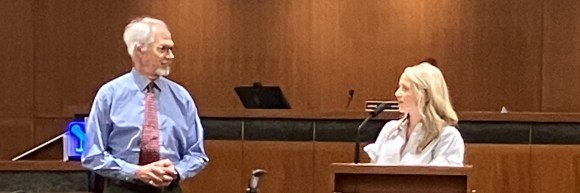 Jack Paltell receiving Pro Bono Award from AABA President, Laura Burnell